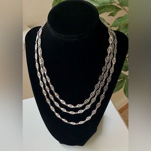 Park Lane Silver Tone Floral Embossed Chain Necklace